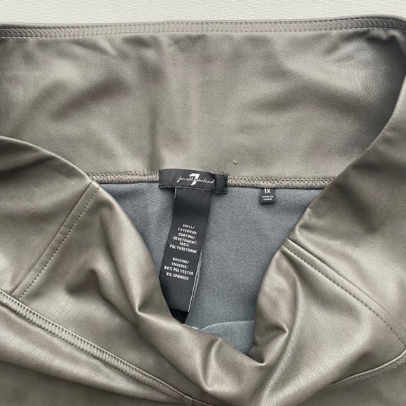 7 For All Mankind Plus Size Faux Leather Leggings Grey - Picture 3 of 3
